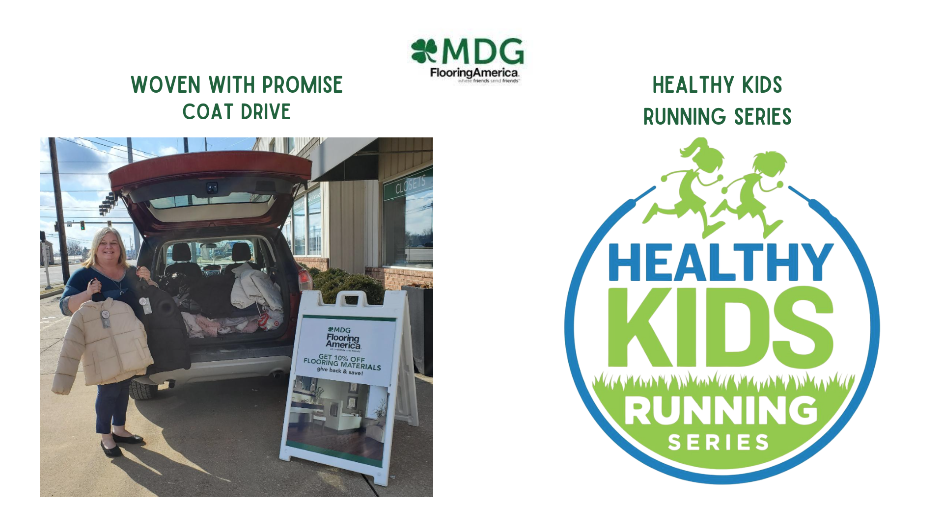 MDG is proud to partner with Woven With Promise coat drive and Healthy Kids Running Series.